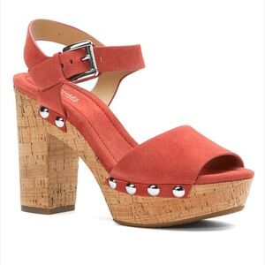 Michael Kors Orange Suede Boho Heeled Sandals